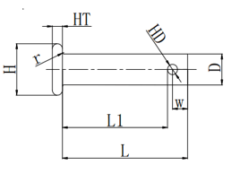 M16 x 70mm Metric Clevis Pin EL (Shown as L1 in Drg) = 62mm Pack 100